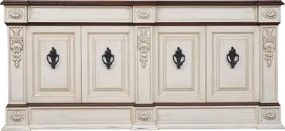 Obrázek produktu pro Casa Padrino příborník ve vintage stylu se 4 dvířky antik krémová / tmavě hnědá / černá 242,5 x 52 x v. 112 cm - Skříňka ve vintage stylu - Nábytek z masivu - Nábytek ve vintage stylu - nábytek