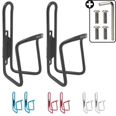 Produktbild von HiLo sports 2er Set Fahrrad Flaschenhalter mit Werkzeug - eloxierte Rad Flaschenhalter - Flaschenhalter Fahrrad - Rad Flaschenhalterung - schwarz