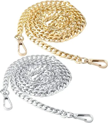 Produktbild von 2 Stücke Taschenkette, Metall Schulter Riemen Kette Trageriemen Kette Weihnachtsgeschenke für Tasche Handtasche Damen Umhängetasche (Gold, Sliber)