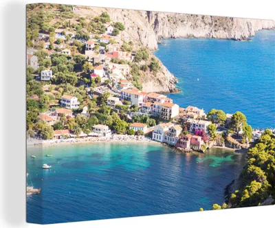 Produktbild von OneMillionCanvasses® - Leinwandbilder - 150x100 cm, Griechenland - Stadt - Meer, Wandbilder Kunstdruck Wanddekoration