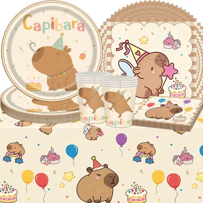 Capibara Feestartikel Set, 61-teilig, Geburtstagsdeko
