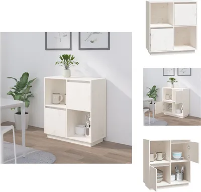 Obrázek produktu pro vidaXL Příborník bílý 74x35x80 cm z masivního borovicového dřeva - Příborníky