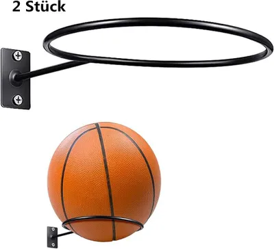 Produktbild von 2 Stück Wandhalterung Ball Halterung,Metall Ballhalter Schwarz, Basketball Halter Wand für Fußball, Basketball, Volleyball