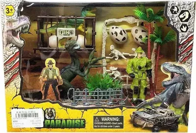 Produktbild von Dinosaurier-Park Spielset mit realistischen Dinosaurierfiguren und Landschaftselementen