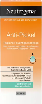 Produktbild von Gesichtscreme, Neutrogena, Anti-Pickel, gegen Hautausschläge, 24h Intensive Feuchtigkeitspflege, mit Kamille und Aloe Vera, Ölfrei, 50ml