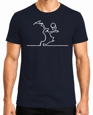 Imagen del producto de Camiseta para hombre, diseño "Linea Balum Volleyball Strichmännchen" de Osvaldo Cavandoli, color azul marino, talla S