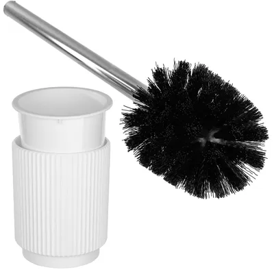 Image de Brosse WC avec support - Brosse de nettoyage pour toilettes - Plastique - Blanche - 1 pièce