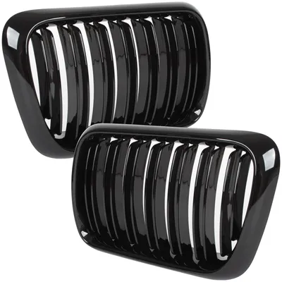 Produktbild von BMW 3er E36 96-00 Nierengitter zwischen den Scheinwerfern (links + rechts), schwarz glänzend, Doppelstrebe