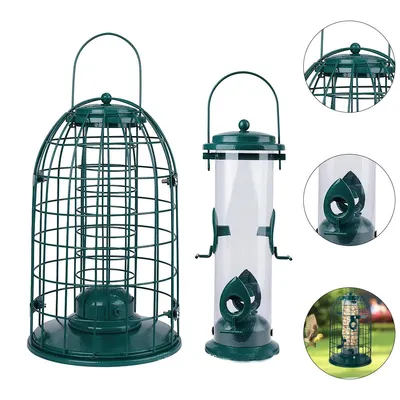 Produktbild von Hängende Wildvogel Futterstation, metallbeschichtet Vogelfutterstation, Vogelfutter Säule, wetterfest,Futterspender für Garten und Balkon
