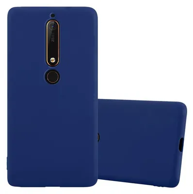 Two blue phone cases are shown against a white background. One case is shown from the back, and the other is shown from the side.