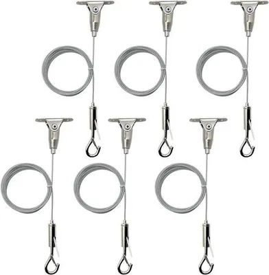 Produktbild von Schwarz Metallischer Wandhaken - Ophangdraad Set - Dekorative Wandhaken - Verstellbare Basis 180 Grad - 6 x 1,5 m