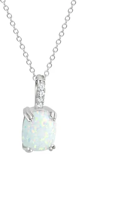 Produktbild von V Anhänger mit Kette 925/- Sterling Silber 42+3cm weiß Opal weiß 358241247