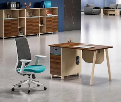 Image de Table de bureau en bois Table de travail Bureau Meuble de bureau brun