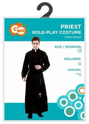 Obrázok produktu pre Kostým kňaza pre dospelých (sutana, opasok), veľkosť 52 (párty, maškarný ples)