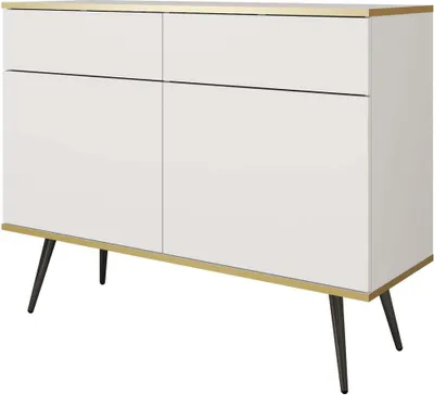 Produktbild von FURNLUX Anrichte Oro Weiss Und Schwarz 107cm / Hauptfarbe: Weiß / Abmessungen: 107 x 39 x 85 cm