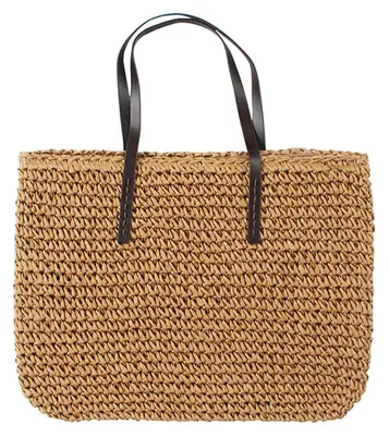 Produktbild von Große, handgefertigte Strohtasche für Damen, hellbraun