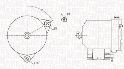Produktbild von MAGNETI MARELLI 063731915010 Lichtmaschine Generator LiMa 110A 12V für CITROËN JUMPER Kasten passend für PEUGEOT BOXER Kasten