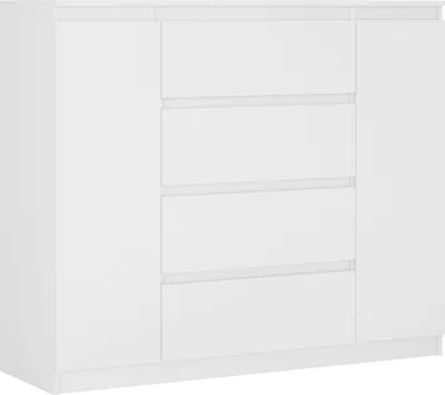 Produktbild von Kommode, Farbe: Mattweiß, 120 x 39 x 101 cm, mit 2 Türen und 4 Schubladen