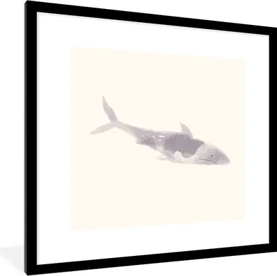 Produktbild von MuchoWow® MuchoWow® Gerahmtes Poster Haie - Tiere - Meer - Aquarell 40x40 cm - Poster mit zchwarzem Bilderrahmen - Poster - Plakat im Rahmen