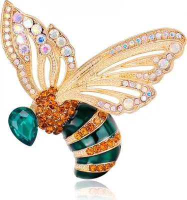 A close-up studio shot of a decorative bee brooch.