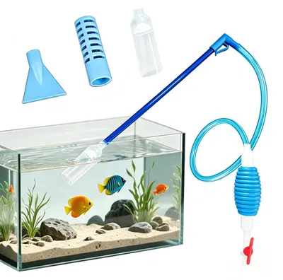 Produktbild von Mulmzuiger Aquarium, 1,7 m Schlauchlänge, 3 Aufsätze, für die Aquarienreinigung