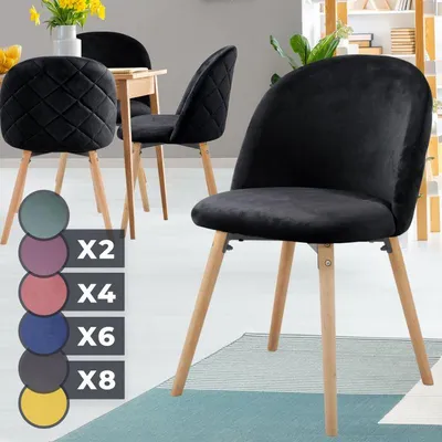 Obrázek produktu pro MIADOMODO Sada jídelních židlí sametové, černá, 4 ks