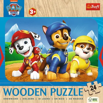 Zdjęcie produktu dla Trefl Puzzle drewniane Psi Patrol 24 el. Urocza psia ekipa, 24 szt., Kreskówki, 5 lat(a)