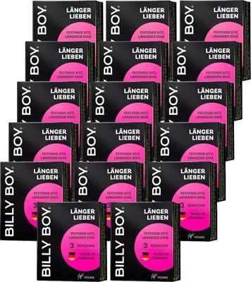 Produktbild von 51 (17 x 3er) Billy Boy Kondome Länger Lieben mit Ring - Standardgröße