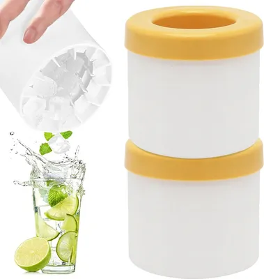 Produktbild von EiswüRfelbehäLter Silikon,Eiswürfelform Silikon Eiswürfelschale Eiseimer 2PCS Eiswürfelform Silikon Eiswürfel Behälter Ice Cube Mold Eiswürfelbereiter Becher Silikon EisküBel Eiswürfelformen