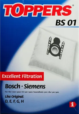Produktbild von Toppers Staubsaugerbeutel BS01 für Siemens / Bosch Staubsauger Typ: D / E / F / G / H / kompatibel Swirl S67
