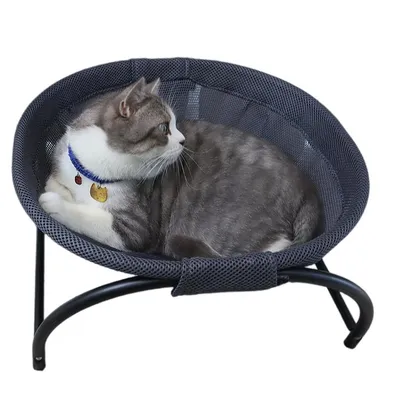 Produktbild von Erhöhtes Katzenbett Metallgestell,Innenbereich Katzenschaukelbett,Netzgewebe Waschbarem, Vollumschließendes, Atmungsaktiv, Wasserabweisend & kratzfest