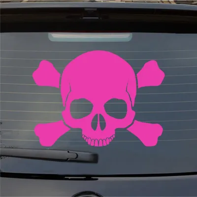 Produktbild von Heckscheibenaufkleber Totenkopf Skull Pirat Tod Car PKW 51x37 cm Pink Auto Aufkleber Sticker