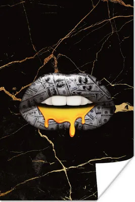 Produktbild von MuchoWow® Poster Lippen - Geld - Abstrakt 120x180 cm - Kunstposter