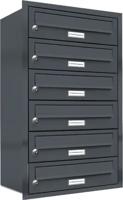 Produktbild von 6er Briefkasten Anlage Unterputz Montage RAL 7016 Anthrazit