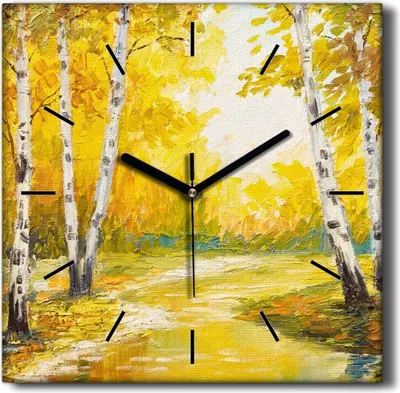 Produktbild von Coloray Hodiny Unikátní 30x30 cm  Tiché hodiny Pro obývací pokoj a kuchyň Nástěnné hodiny Plátno Černé ručičky hodin - Malování lesního stromu