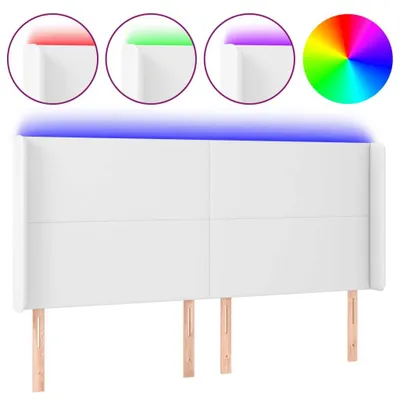 Produktbild von vidaXL LED Kopfteil Weiß 163x16x118/128 cm Kunstleder