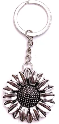 Produktbild von Onwomania Schlüsselanhänger Sonnenblume Blüte Blume Flower Silber Metall Anhänger Charm