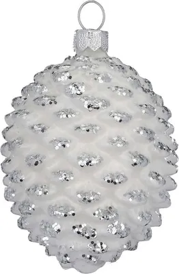 Produktbild von Christbaumschmuck Zapfen Glas 8cm Just White