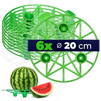 Obrázok produktu pre KADAX Podpiera na ovocie Ø 20 cm, sada 6 ks, plastová podpiera na melóny, opora pre vodné melóny, tekvice a melóny, podpiera na tekvice, držiak na ovocie do záhrady