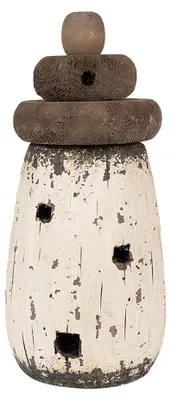 Produktbild von Clayre & Eef Dekorationsfigur Leuchtturm Ø 11x23 cm Weiß Braun Holz