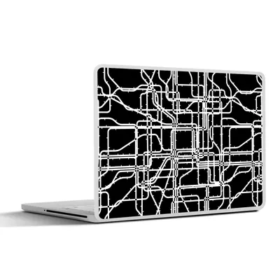 Produktbild von MuchoWow® Laptop Aufkleber Sticker Cover Netzwerk - Muster - Schwarz und Weiß - Computer 25x18 cm - Laptop-Deko