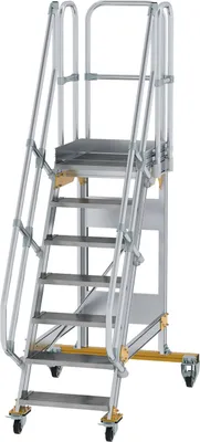 Produktbild von Günzburger Steigtechnik Plattformtreppe 60° fahrbar Stufenbreite 0,6 m 7 Stufen - 600707