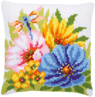 Produktbild von Vervaco PN-0184985 Kreuzstichkissenpackung Blumen