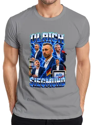 Productafbeelding van Ulrich Siegmund, AfD, Duitsland, Patriotisme, Statement, Sarcasme, Heren T-shirt, Grijs, Maat L