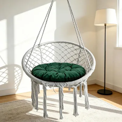 Image de Coussin rond pour fauteuil suspendu, 60 x 60 cm, imperméable et doux