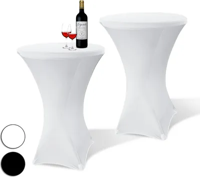 Produktbild von EINFEBEN Stehtischhussen Hussen Stretch Stehtisch Husse Überzüge 2x Ø70 cm/weiß