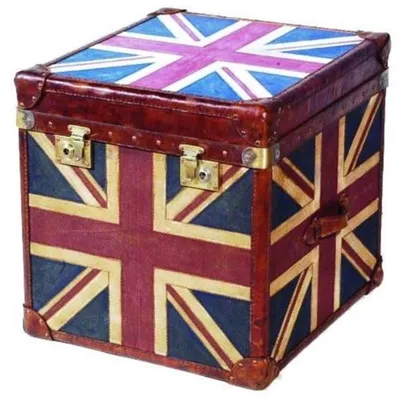 Zdjęcie produktu dla Luksusowa skrzynia Casa Padrino Multicoloured 60 x 60 x H. 60 cm - Ręcznie wykonana skrzynia z prawdziwej skóry z motywem Union Jack