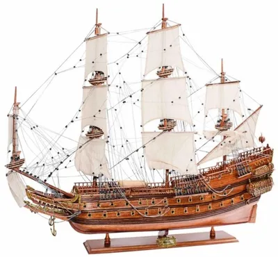 Immagine prodotto di Casa Padrino nave ammiraglia Wasa con supporto in legno massiccio marrone 50 x 10 x H. 73 cm - Nave decorativa fatta a mano in legno nave a vela nave da guerra - Accessori Deco