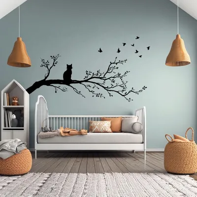Wandtattoo mit Katze auf einem Ast – Decords, Produktansicht 1