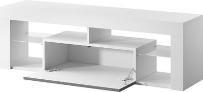 Selsey TV-Schrank BIANKO TV-Lowboard Weiß Matt/ Grau Hochglanz 140 cm